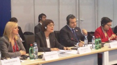 2 December 2015 National Assembly Speaker Maja Gojkovic addresses the participants of the OSCE Parliamentary Assembly Bureau meeting